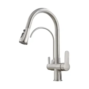 حنفية/خلاط مطبخ سحاب مدمج بفلتر تحلية ونظام مزدوج للمياه المفلترة والعادية — تشطيب ذهبي فاخر | SINDBAD