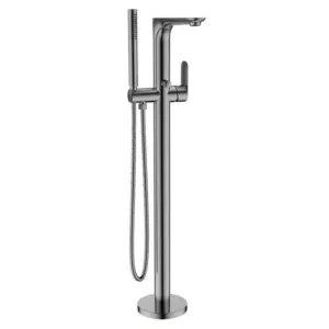 صنبور بانيو عمودي مع دش يدوي - تريدكس - تشطيب كروم ورمادي