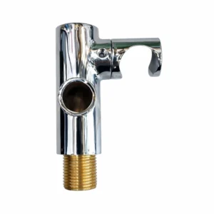 مخرج ماء جداري ثلاثي بحامل سماعة وموزع ذكي للتغذية والدش — تركيب سباكة عملي، تشطيب كرومي لامع (helemend)