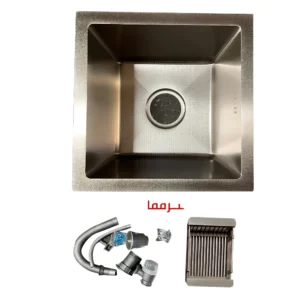حوض مطبخ ستانلس ستيل نانو محفور بعين واحدة — بدون فتحة خلاط — عملي للاستخدام اليومي 35×35 سم