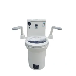 مرحاض أرضي سيراميكي بغطاء إغلاق ناعم ومزود بمساند جانبية — للاستخدام في حمامات ذوي الاحتياجات الخاصة - HALVER