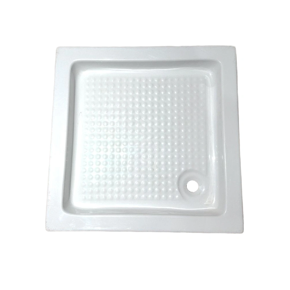 صينية دش مربعة مانعة للانزلاق مع فتحة تصريف