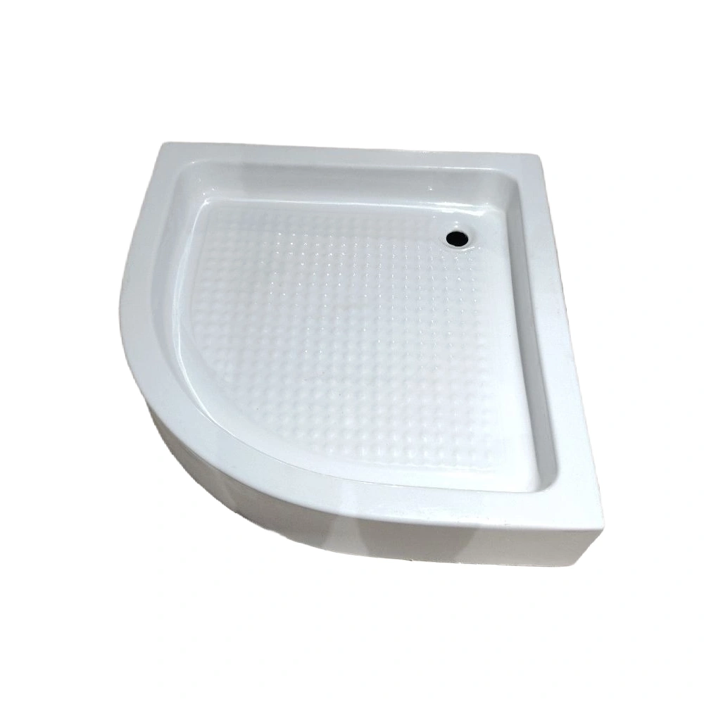 صينية دش ركنية بسطح مانع للانزلاق — أبيض للتركيب في الحمامات