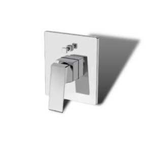 رأس دش مربع كرومي بتصميم خطين — عام، فضي