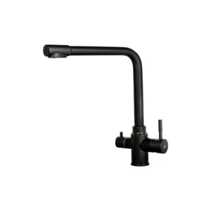 Black pull-out kitchen sink mixer with filter