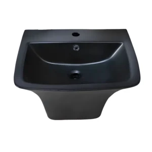 Wall-hung washbasin in matte black — a luxurious design for modern bathrooms