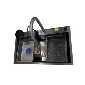 طقم حوض مغسلة وحلول حمام — تشطيب مطفي، تصميم عصري، لون أسود