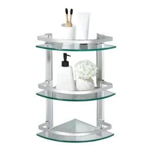 Aluminum glass shelf — three-tier bathroom accessory for extra storage and practical design