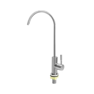 Luxury stainless steel water filter faucet in silver — elegant design suitable for desalination systems