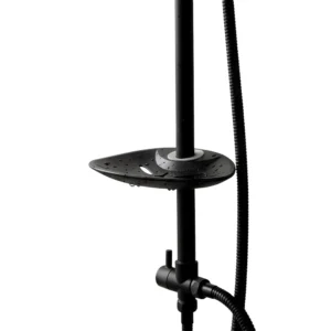 دش بعمود كرومي لامع مع قضيب منزلق وحامل صابون