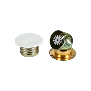 White concealed fire sprinkler — a concealed ceiling fire suppression system with an aesthetically pleasing cover and precise thermal response.