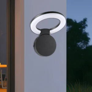 أبليك جداري خارجي 18 واط — هيكل أسود مع إضاءة صفراء