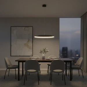 نجف مودرن أسود بإضاءة صفراء 18 واط — مقاس 40 سم