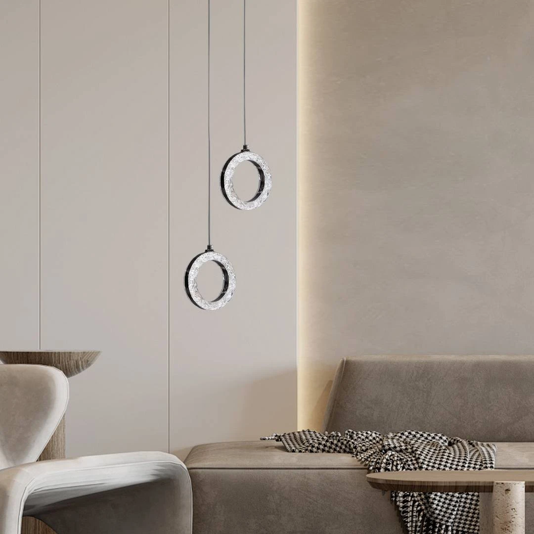 Modern black pendant lamp with three lighting modes — 18 watts