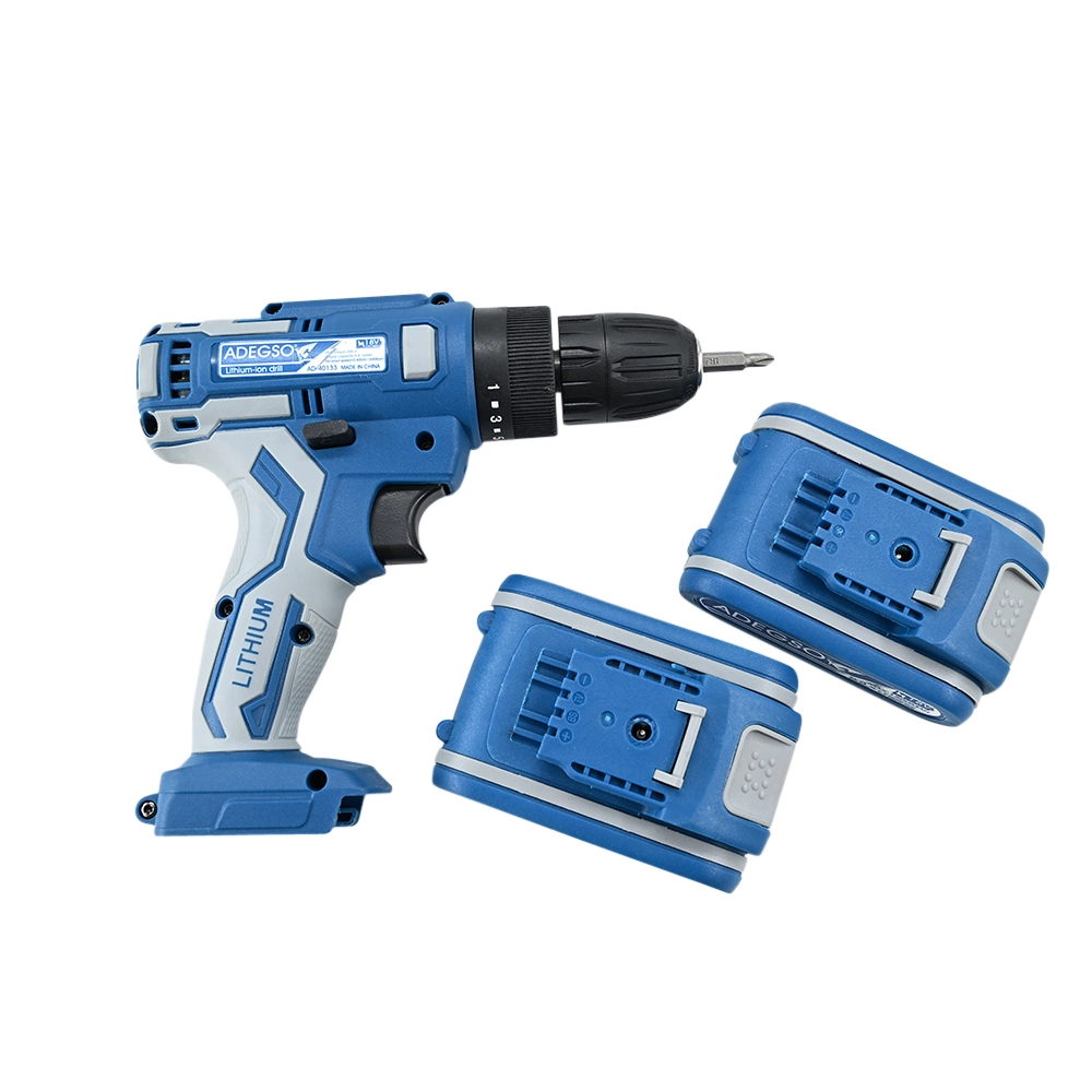 مثقاب لاسلكي محمول 18 فولت (ليثيوم) من ADEGSO — للحفر والربط في المنزل مع بطاريتين احتياطيتين