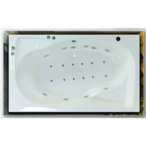 بانيو أكريليك من ماس مع فتحات تدليك - 180×105 سم - أبيض