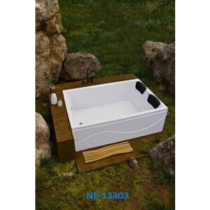 حوض استحمام مزدوج من يونكس بمقاس 180×120 سم — أبيض