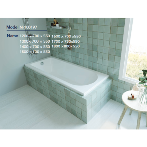 حوض استحمام كلاسيكي أبيض مقاس 180×80 سم