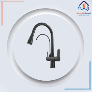 خلاط مطبخ 2 في 1 بفلتر مياه مدمج وبخاخ قابل للسحب — أسود مطفي