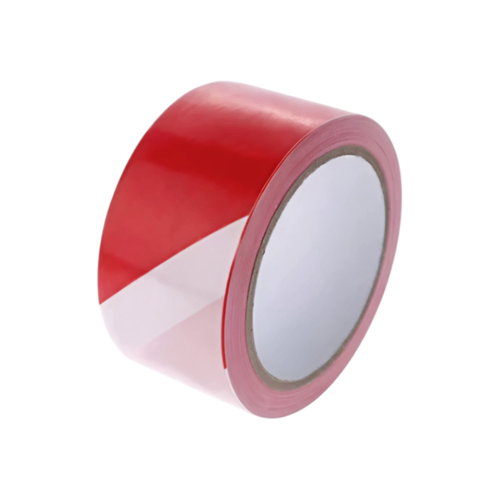 شريط تحذيري أحمر وأبيض بعرض 2 بوصة لتحديد المناطق الخطرة وتنظيم المواقع — لاصق قوي