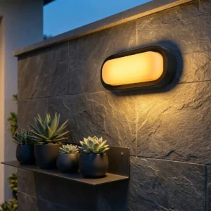 كشاف جداري خارجي مستطيل أسود، 20 واط، إضاءة صفراء