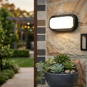 كشاف جداري خارجي مستطيل أسود - إضاءة بيضاء 20 واط