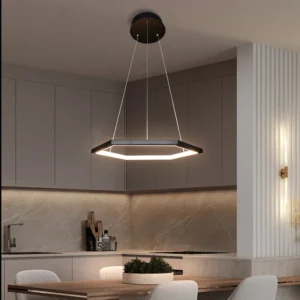 نجف مودرن أسود بإضاءة صفراء 20 واط — مقاس 40 سم