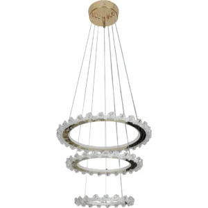 نجف معلق مودرن ذهبي بمقاسات 20/40/60 سم — 3 ألوان إضاءة، 150 واط