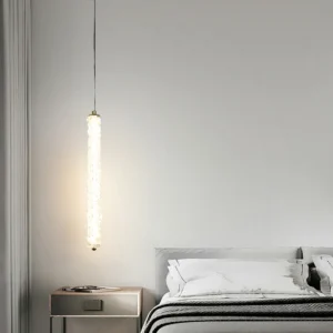 Modern pendant chandelier in olive green — 20W yellow light, 43cm