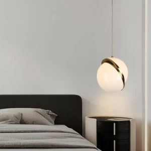 Modern chandelier in an olive green color, 20 cm in diameter, with an E27 base and one bulb.