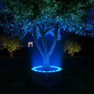 طقم كشافين خارجيين دائريين — لون الإضاءة أزرق، قطر داخلي 21 سم، القطر الكلي 29 سم