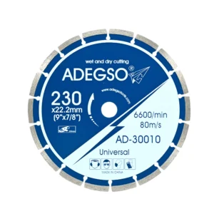 قرص قطع ألماسي 230 مم (9 بوصة) من ADEGSO لخرسانة وحجر — قطع رطب وجاف، موديل AD-30010