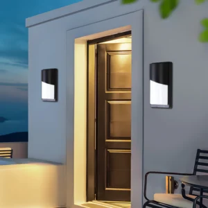 كشاف بوابة أسود بتشطيب همر، إضاءة صفراء، 24 واط