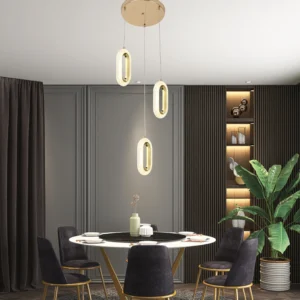 Modern gold chandelier with three lights, 25 watts