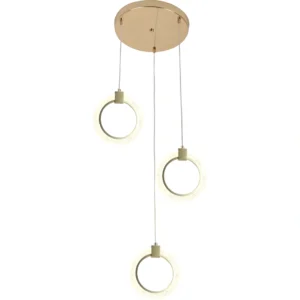 Modern gold chandelier with three lights, 25 watts