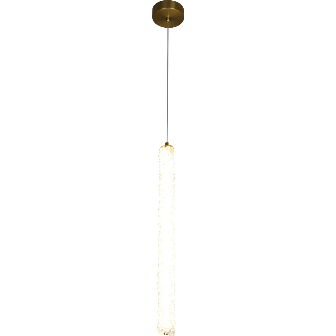Modern olive green pendant light with yellow lighting — 25W, 53cm long