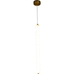 Modern pendant lamp in olive green — 25W yellow light, 63cm long