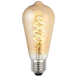 لمبة توفل شكل كمثرى بزجاج ذهبي — إضاءة صفراء دافئة 2700K، حلزونية 4 واط، قاعدة E27