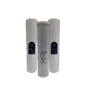 طقم شمعات فلترة مياه 3 مراحل مقاس 10 بوصة من أكوا بيور (2 شمعات رواسب + 1 شمعة كربون)