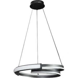 ثريا معلقة مودرن حلقات حلزونية سوداء — 3 أوضاع إضاءة، 115 واط