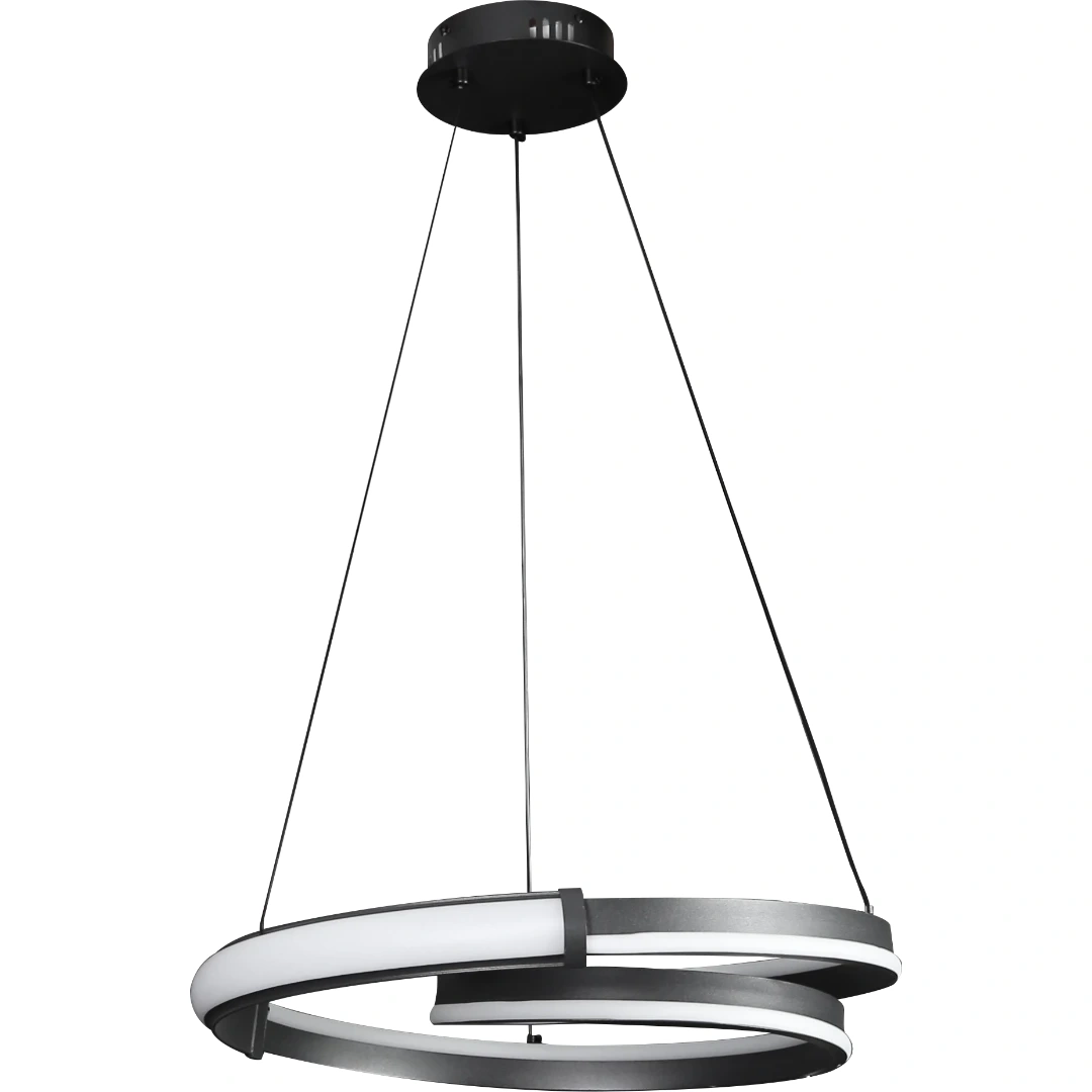 ثريا معلقة مودرن حلقات حلزونية سوداء — 3 أوضاع إضاءة، 115 واط