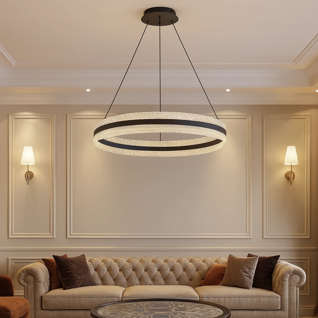 نجفة/تعليقي مودرن أسود — 3 إضاءات، 115 واط، مقاس 800 ملم