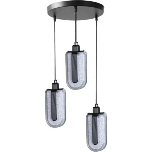 Modern black pendant light — 3 lights, 12 watts