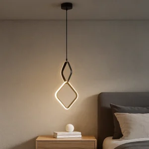 Modern black pendant lamp - 3 lighting modes, 15 watts