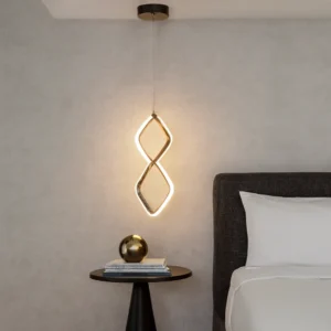 Modern gold pendant chandelier — 3 lights, 15 watts