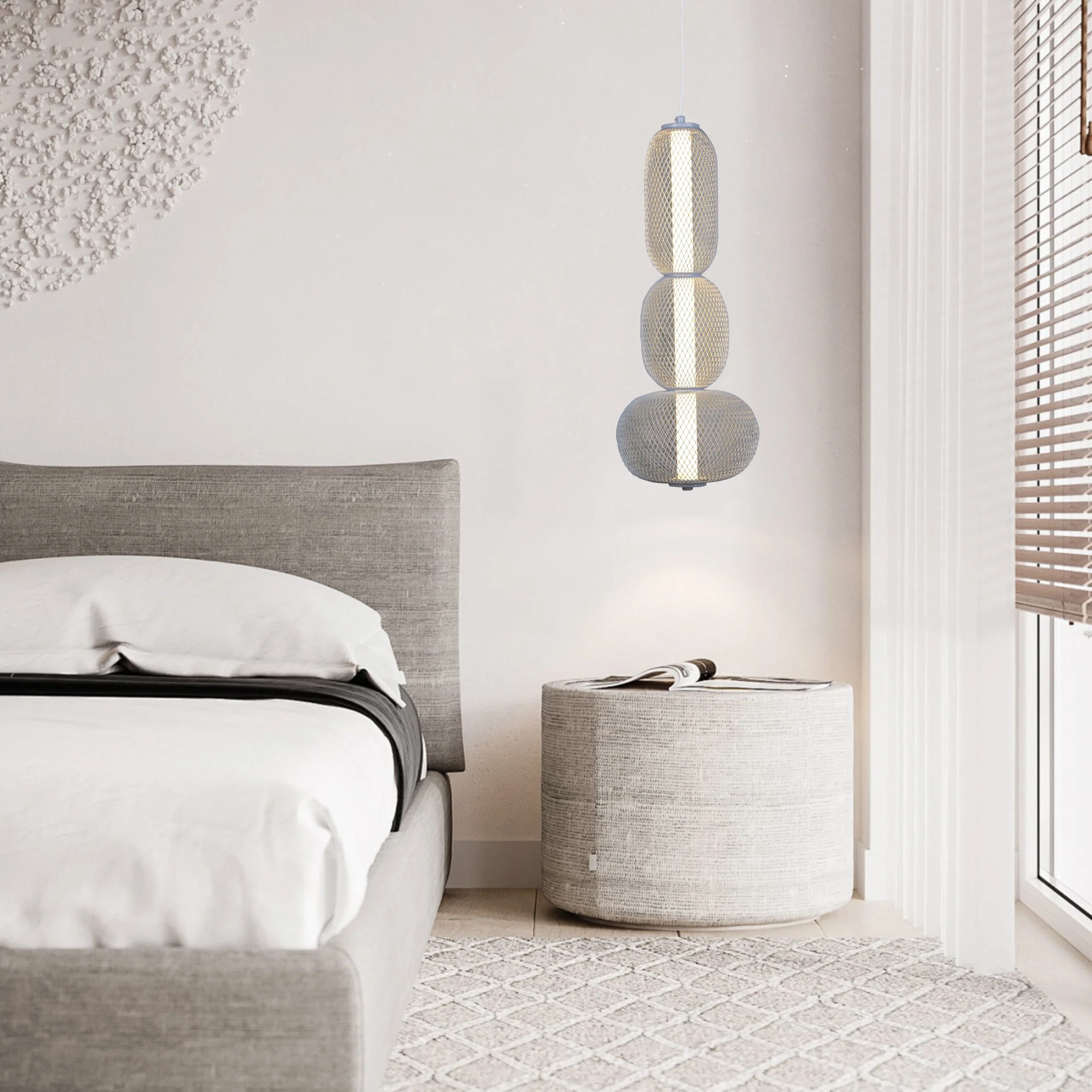 نجف مودرن أبيض، 3 إضاءات × 15 واط، قطر 500 مم