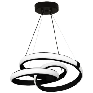 ثريا معلقة مودرن بتصميم حلزوني - أسود، 3 إضاءات، 150 واط