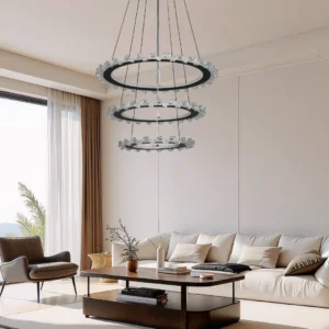 وحدة إضاءة معلّقة مودرن باللون الأسود — 3 إضاءات، 150 واط