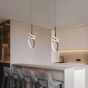 Modern single pendant lamp, black - 3 lights x 20W