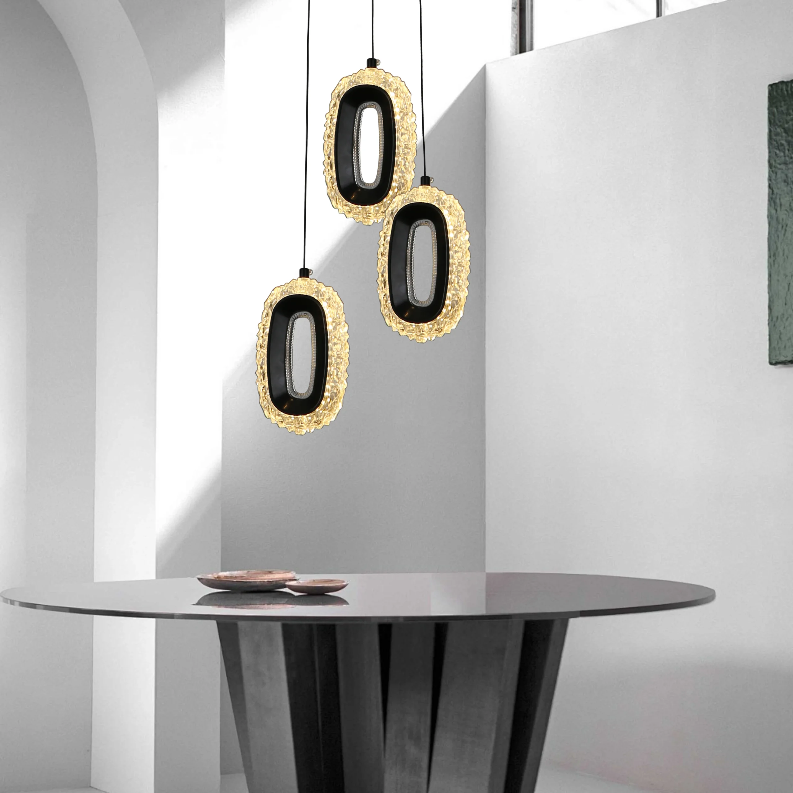 Modern black triple light wall sconce, 3 x 25W